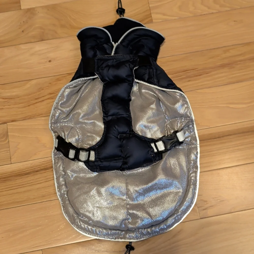 Dog Navy Puffer Jacket with Hood And Fleece Outfit